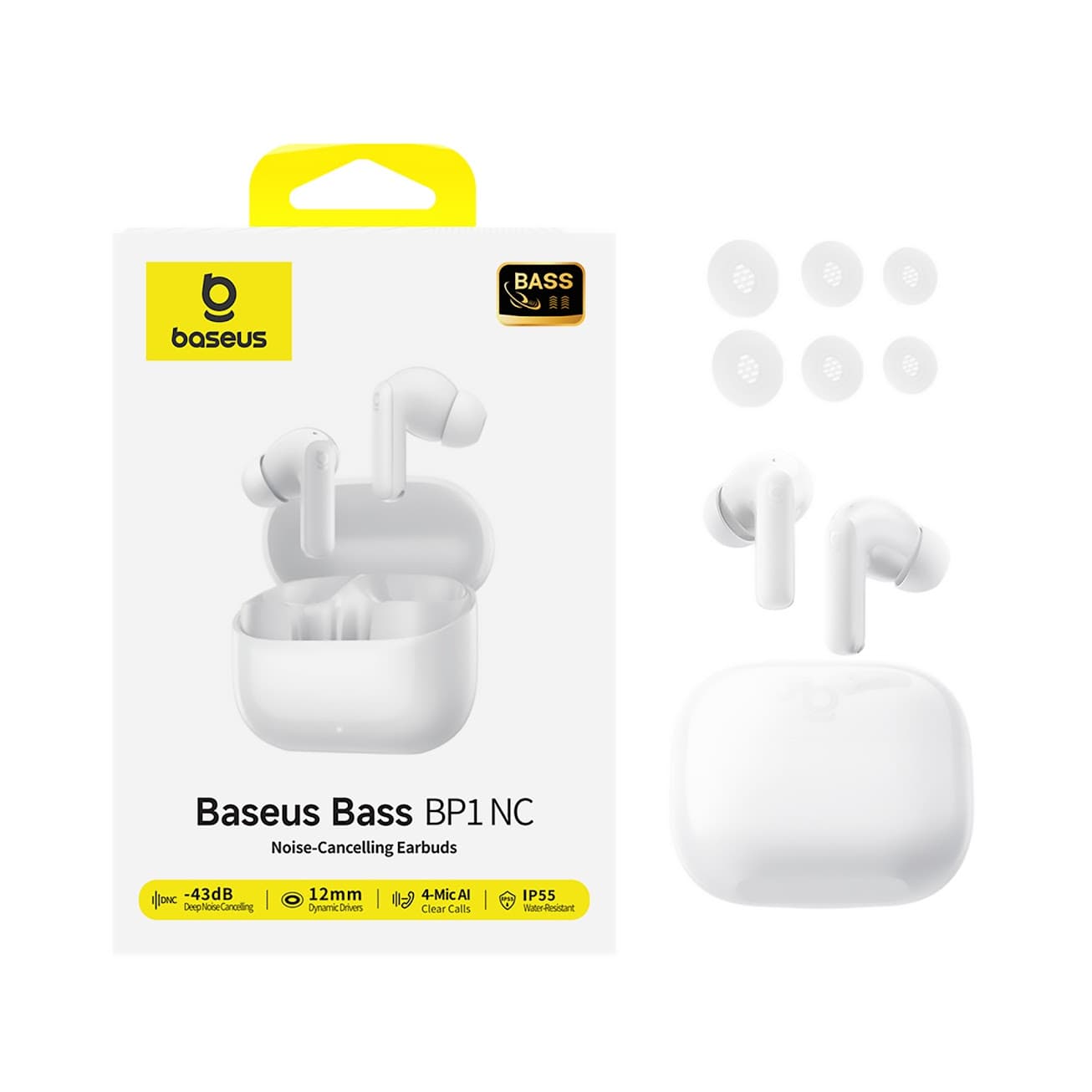 Baseus Bass BP1 NC In-Ear True Wireless Earbuds – Moon White, view 2