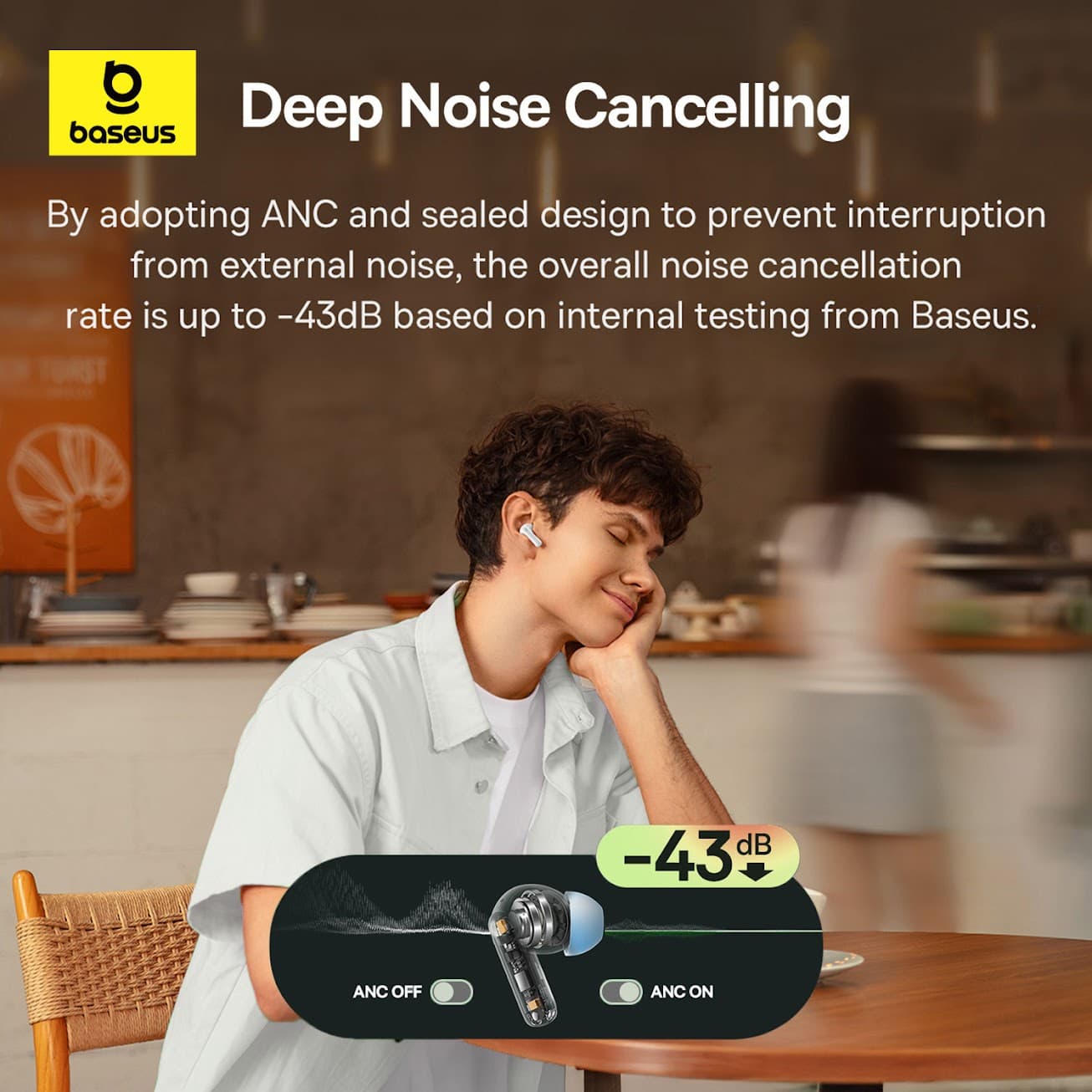 Baseus Bass BP1 NC In-Ear True Wireless Earbuds – Moon White, view 4