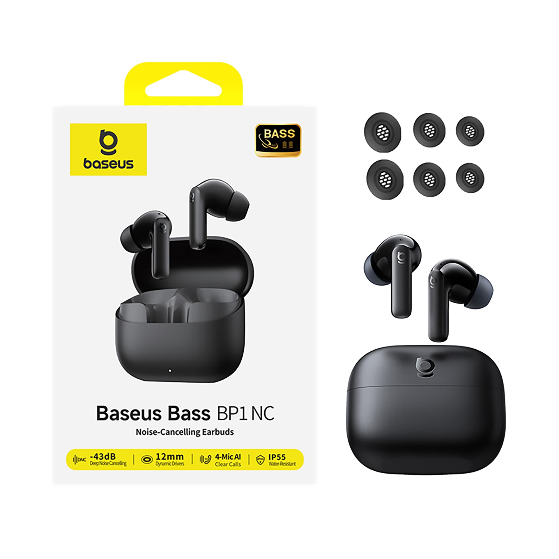 Baseus Bass BP1 NC In-Ear True Wireless Earbuds-Cosmic Black, view 2