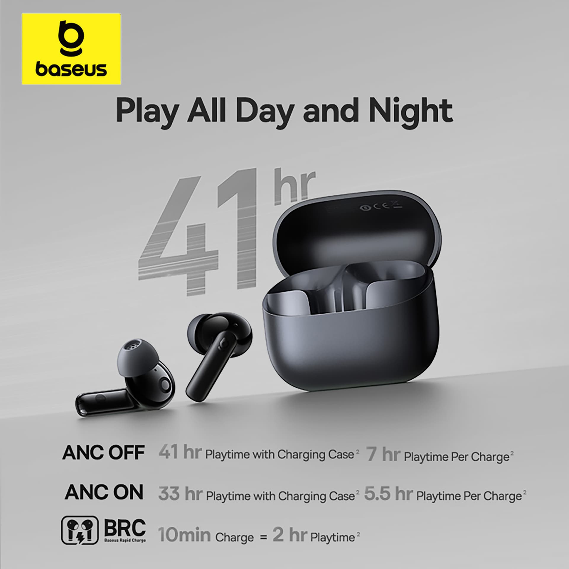 Baseus Bass BP1 NC In-Ear True Wireless Earbuds-Cosmic Black, view 5