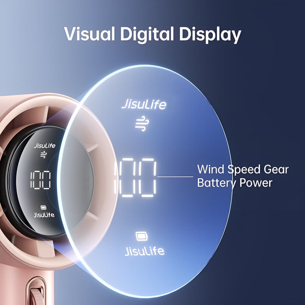 JisuLife Pro 1 Rechargeable Handheld Fan – 3600mAh, 100-Speed – Pink, view 3