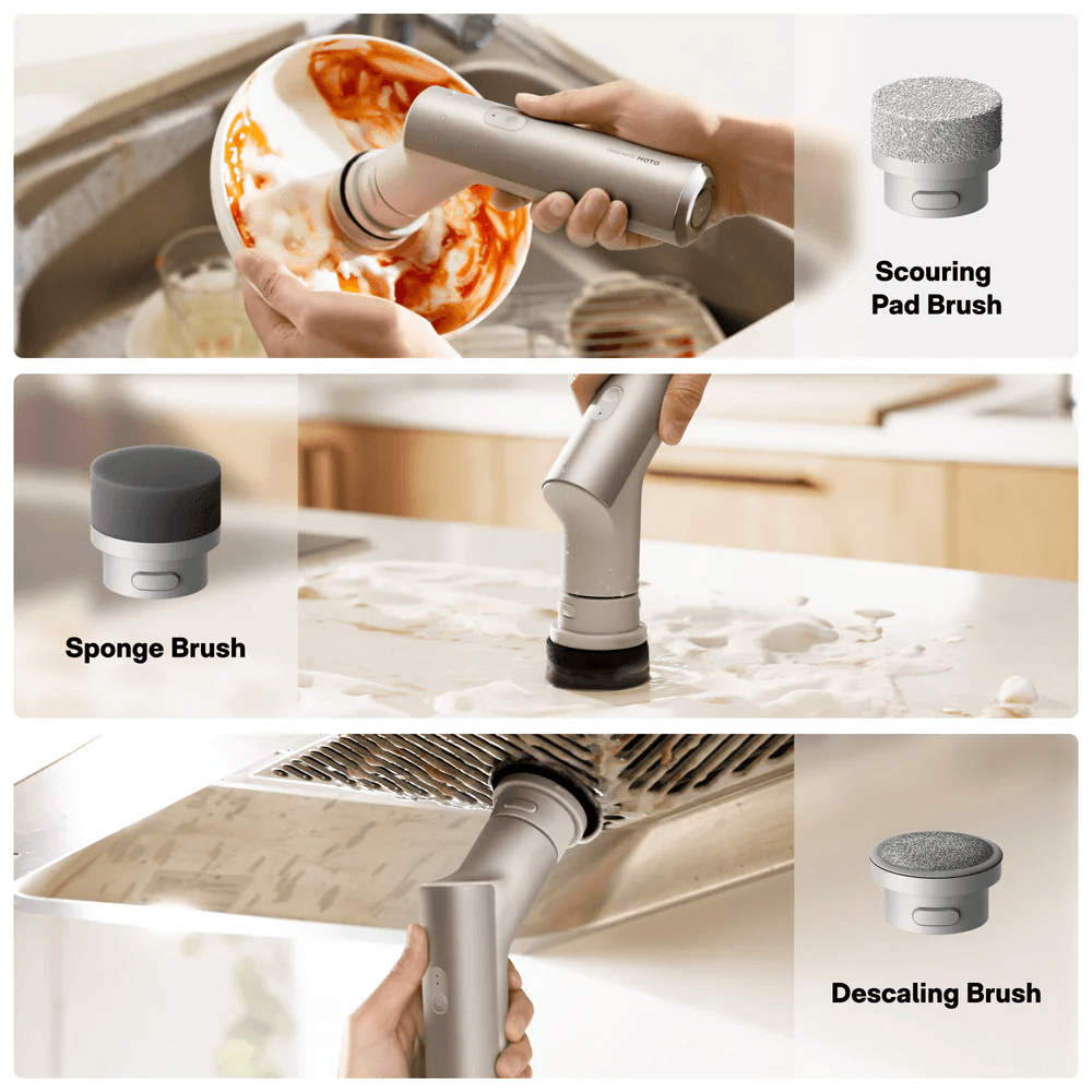 HOTO Electric Kitchen Scrubber – Cordless Cleaning Brush with 9 Brush Heads, view 2