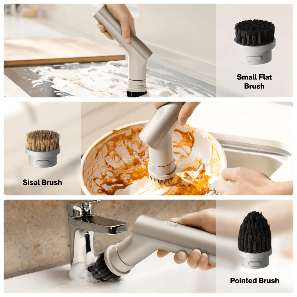 HOTO Electric Kitchen Scrubber – Cordless Cleaning Brush with 9 Brush Heads, view 4