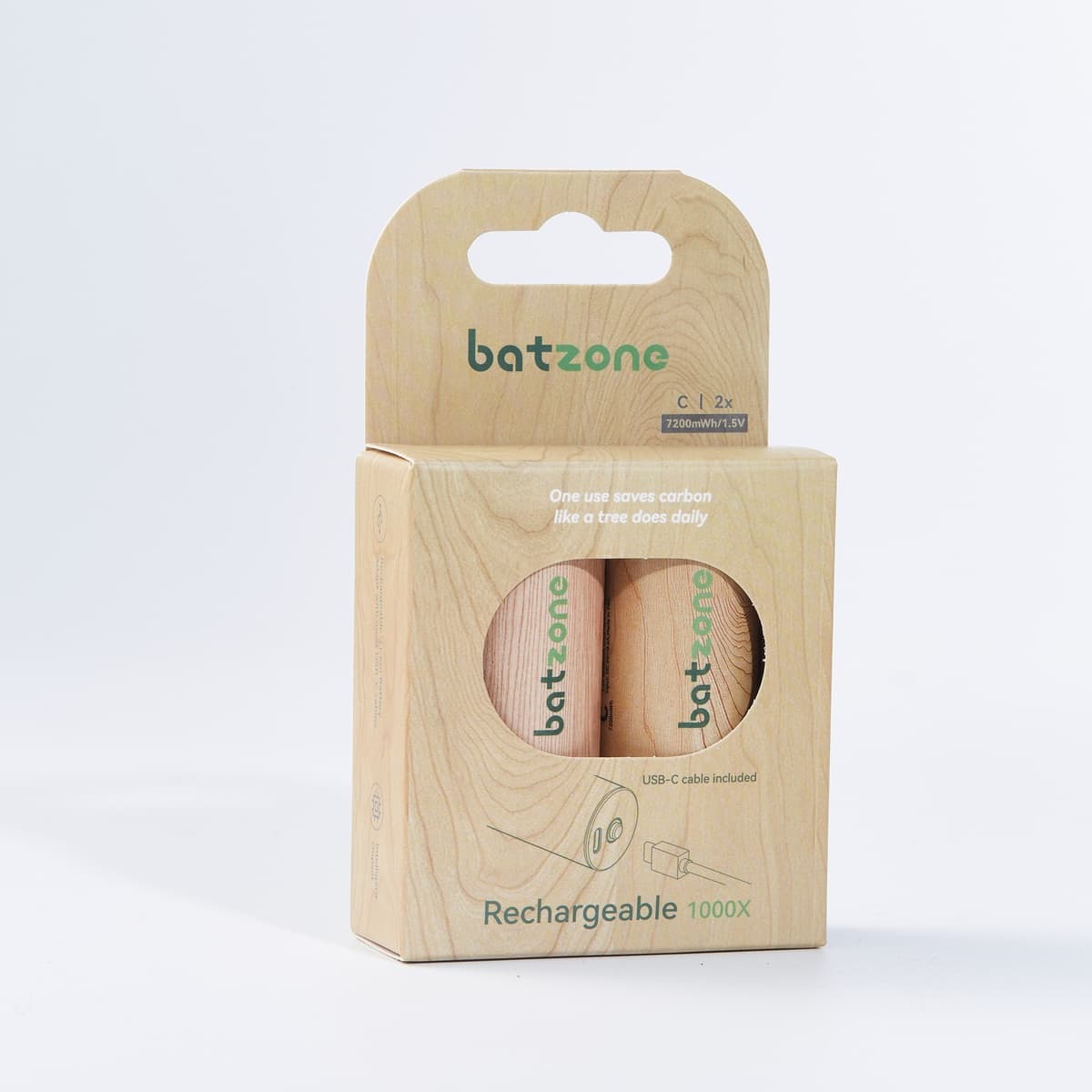 Batzone C 7200mWh USB-C Li-ion Rechargeable Batteries (2-Pack)