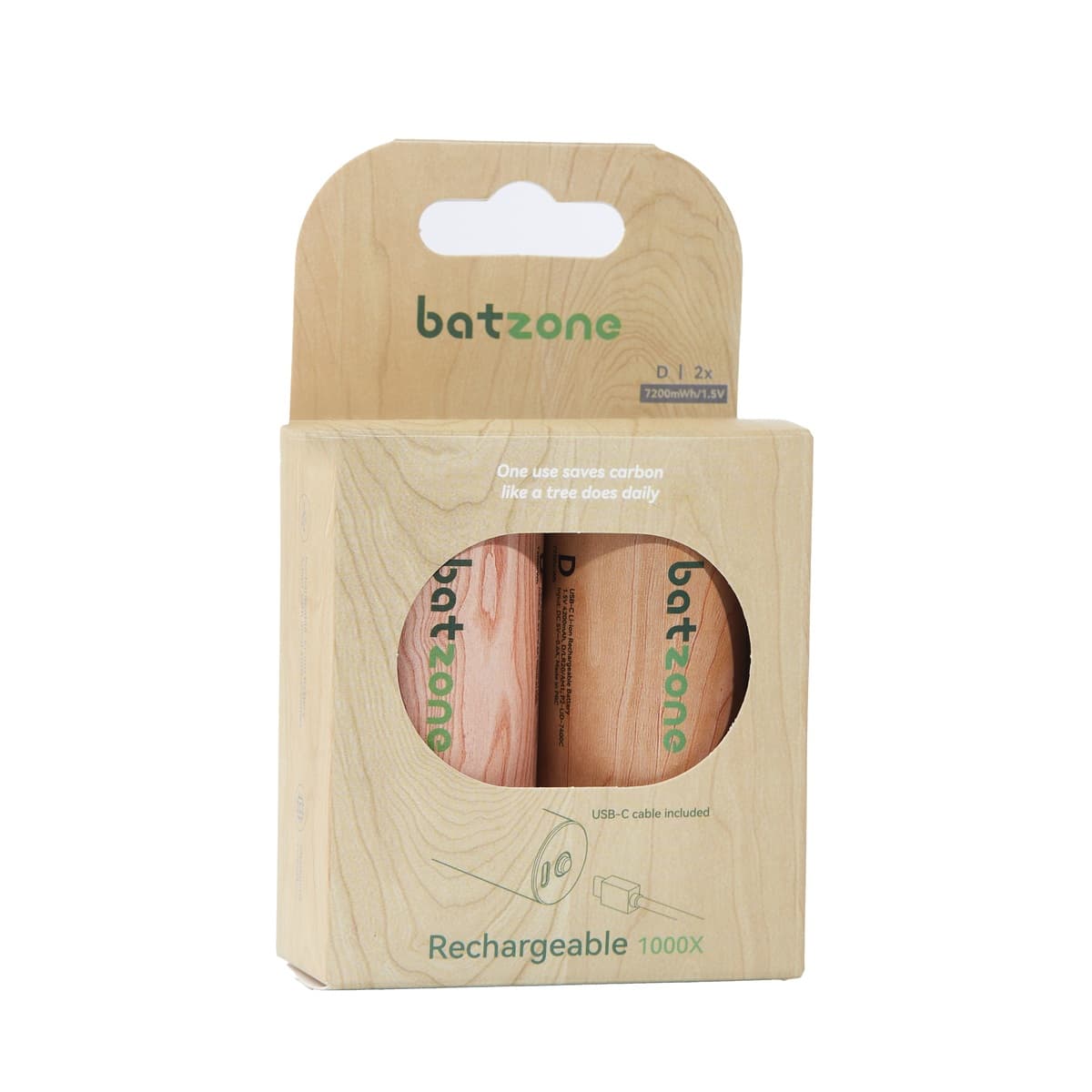 Batzone D 7200mWh USB-C Li-ion Rechargeable Batteries (2-Pack)