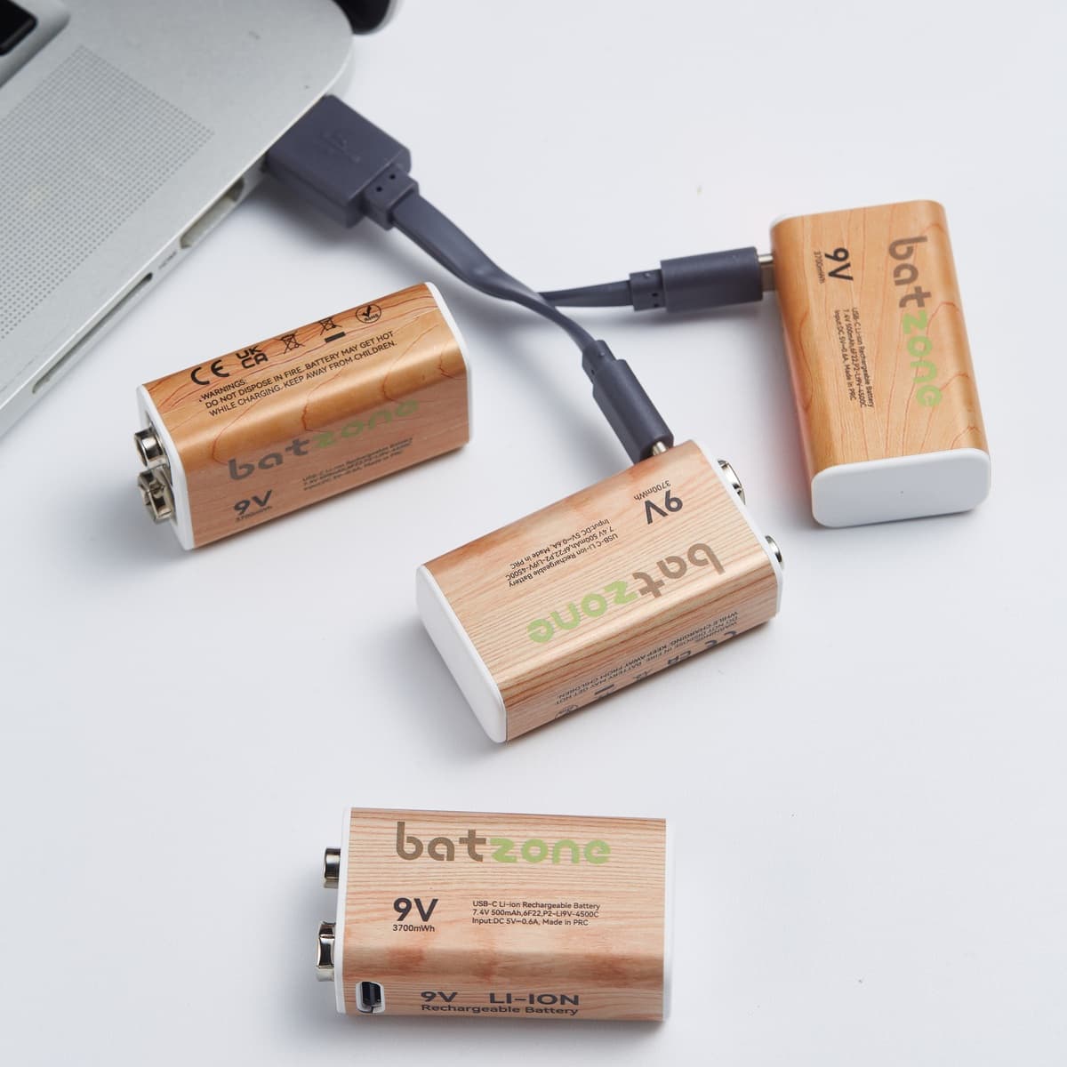 Batzone 9V 3700mWh USB-C Li-ion Rechargeable Battery (1-Pack), view 3