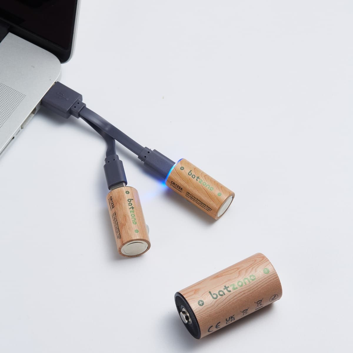 Batzone CR123A 2100mWh USB-C Li-ion Rechargeable Batteries (2-Pack), view 2