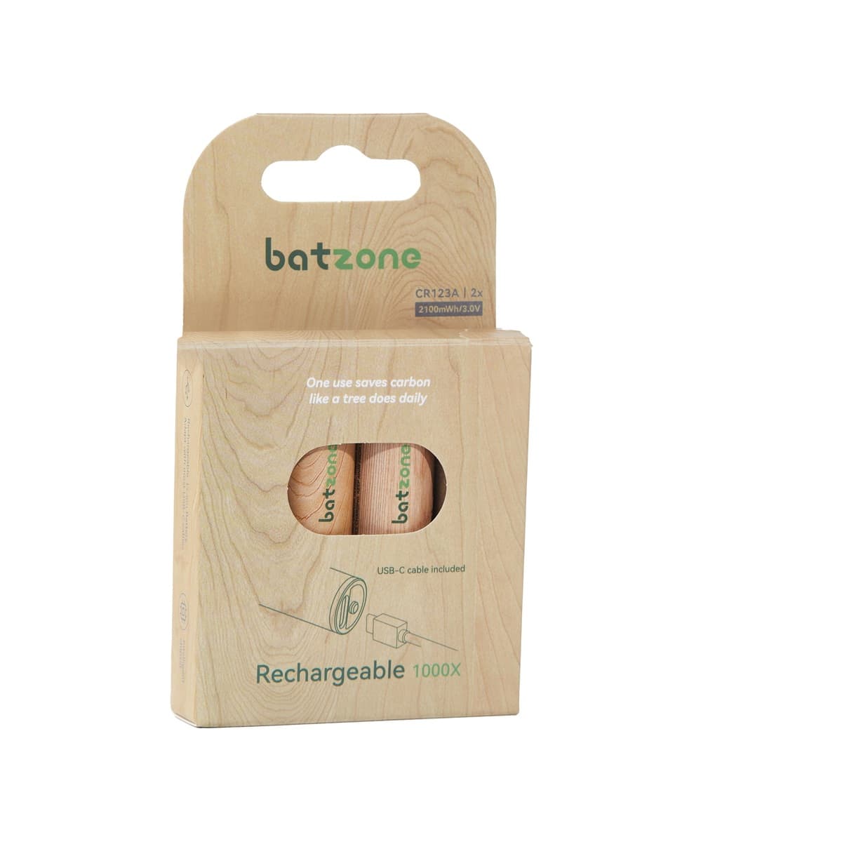 Batzone CR123A 2100mWh USB-C Li-ion Rechargeable Batteries (2-Pack), view 7