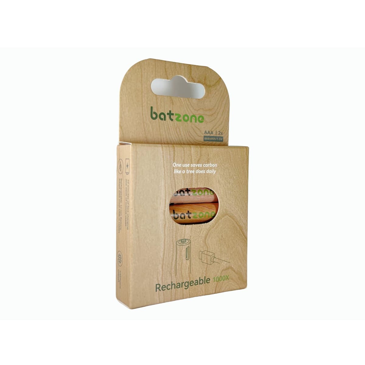 Batzone AAA 666mWh USB-C Li-ion Rechargeable Batteries (2-Pack), view 3