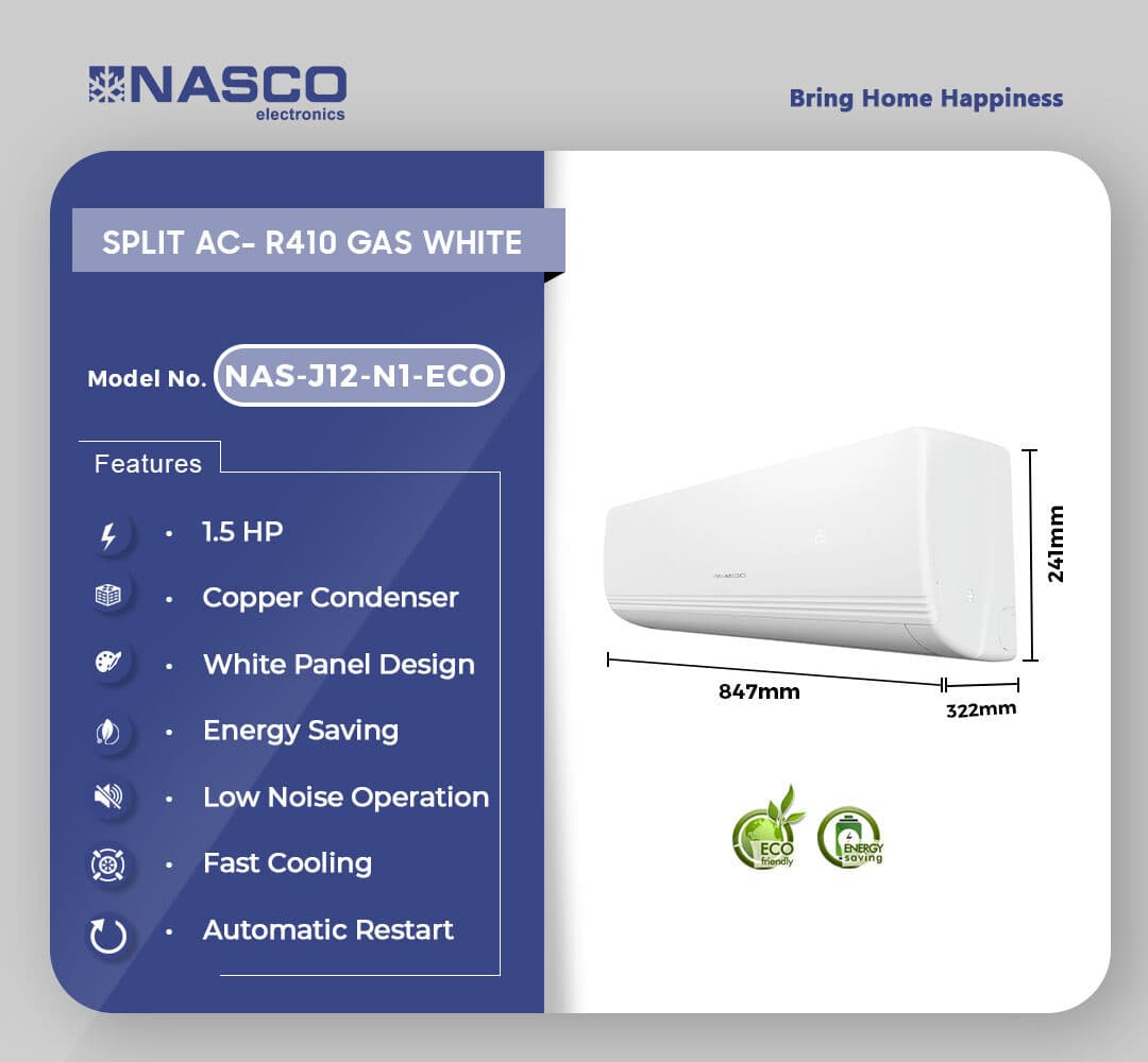 NASCO NAS-J12-N1-ECO 12000 Btu/h SPLIT AC R410 - GOLDEN