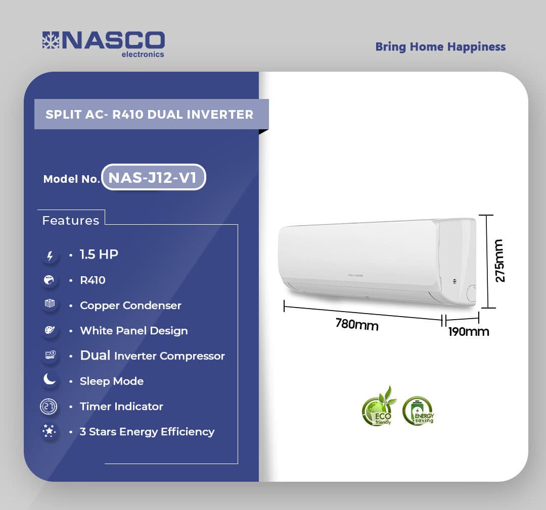 NASCO NAS-J12-V1 12000 Btu/h SPLIT AC R410 DUAL INVERTER, view 2