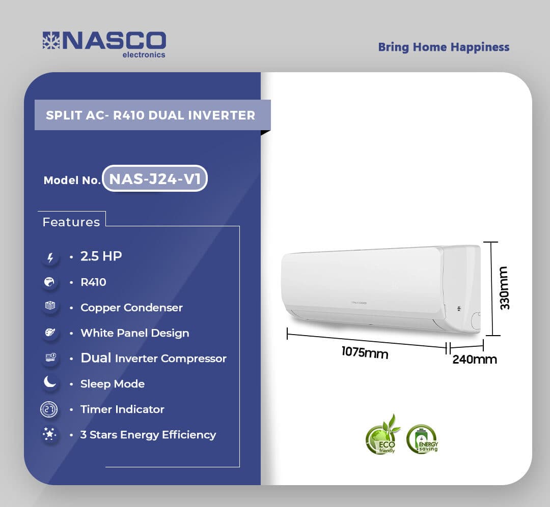 NASCO NAS-J24-V1 24000 Btu/h SPLIT AC R410 DUAL INVERTER, view 2