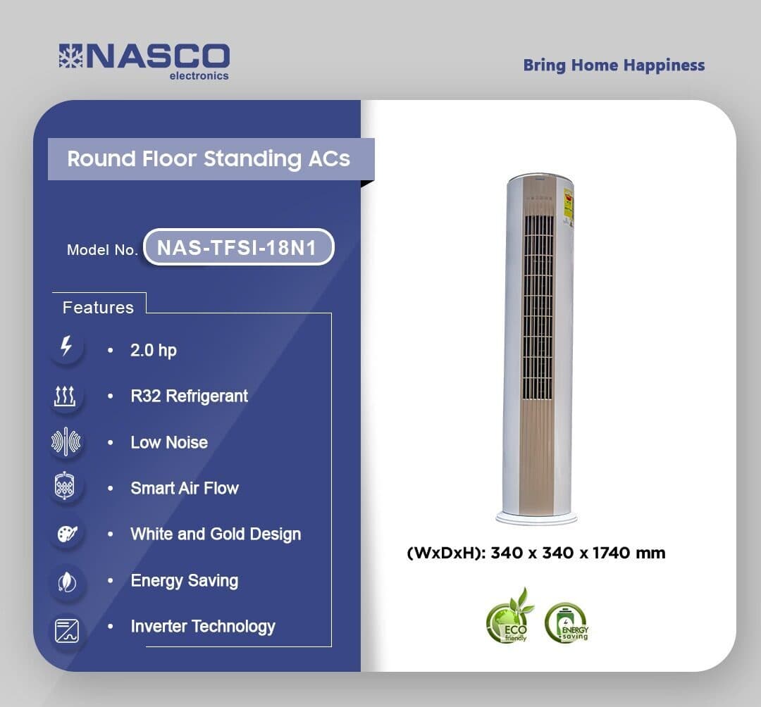 NASCO NAS-TFSI-18N1 18000 BTU/h ROUND FLOOR STANDING AC INVERTER
