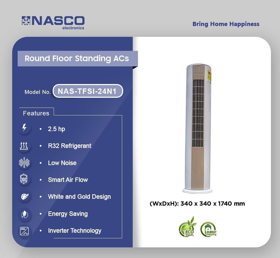 NASCO NAS-TFSI-24N1 24000 BTU/h ROUND FLOOR STANDING AC INVERTER, view 2