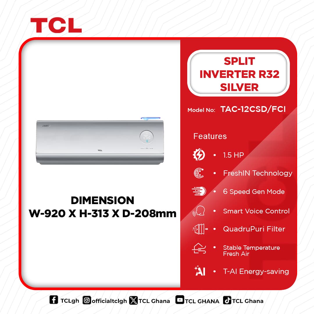 TCL TAC-12CSD/FCI 1.5 HP SPLIT FRESH AC INVERTER R32 - SILVER