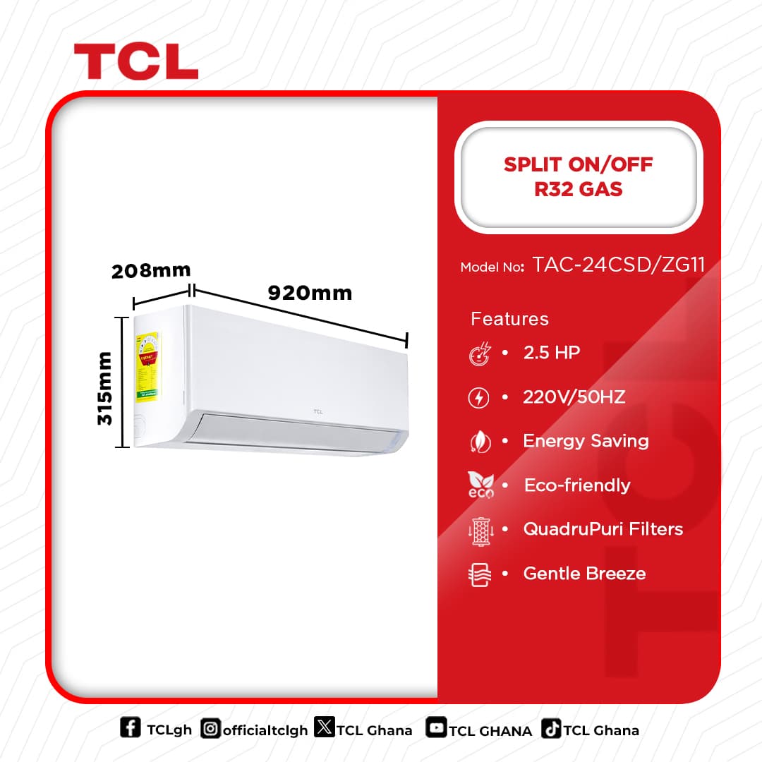 TCL TAC-24CSD/ZG11 2.5 HP SPLIT AC ON/OFF R32 - SILVER