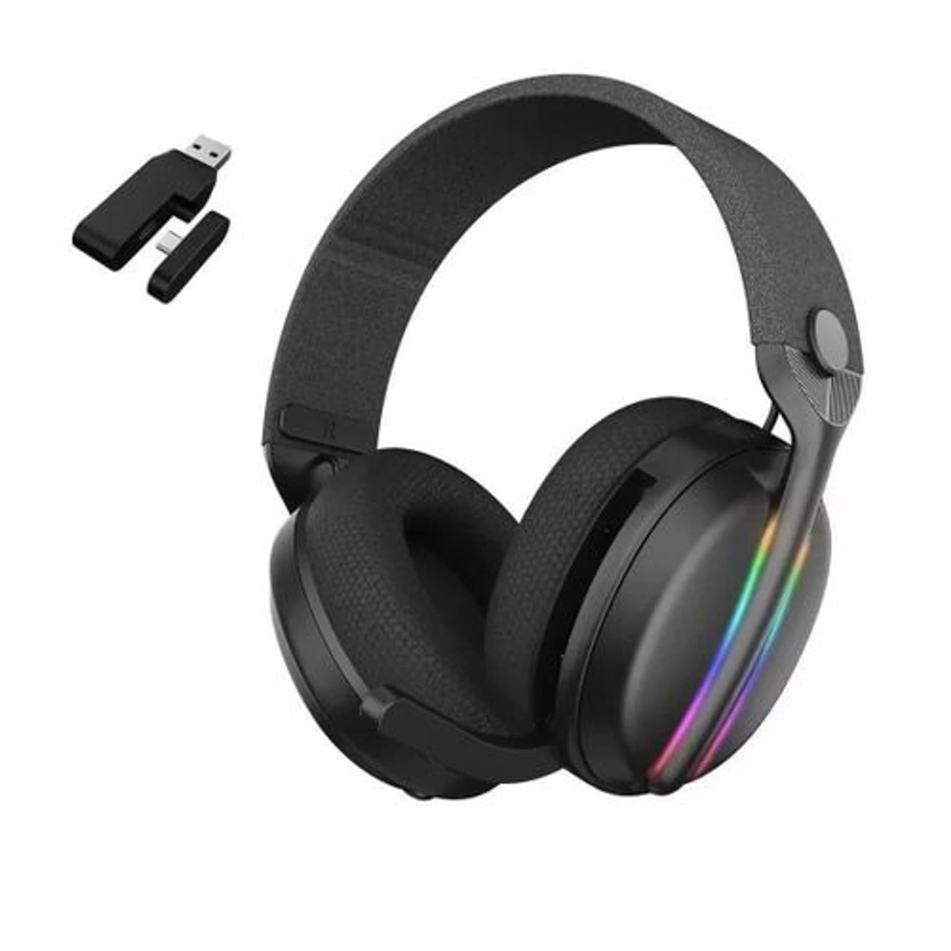 HEATZ ZG29 Wireless Gaming Headset with Bluetooth 5.3BT 2.4GHz USB RGB Lighting and Inbuilt Microphone-Black