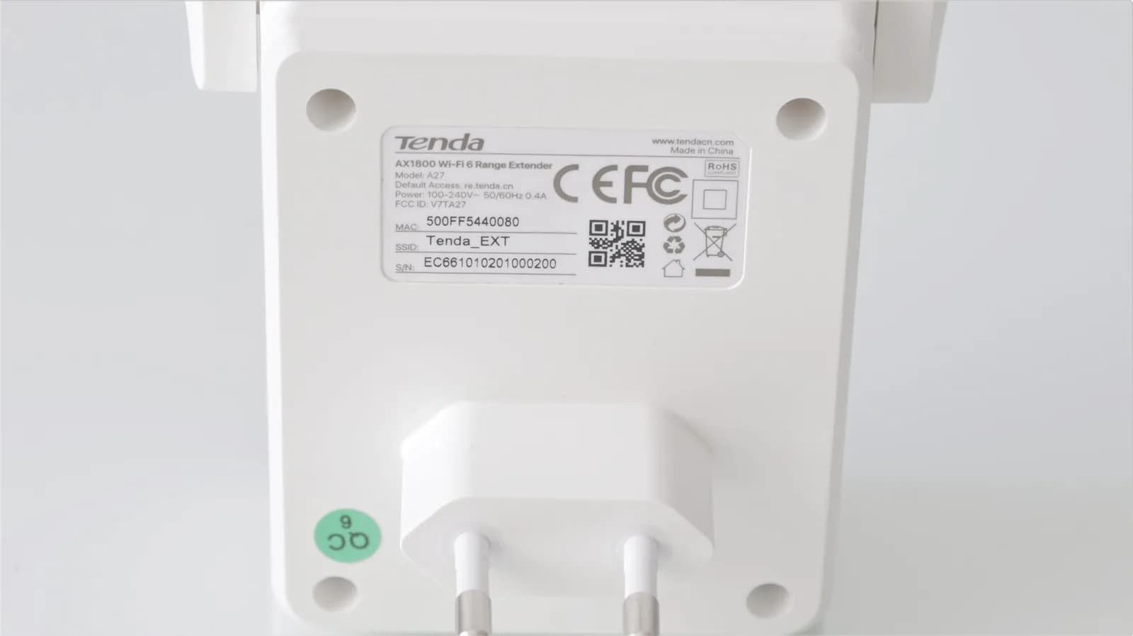 Tenda A27 AX1800 Wi-Fi 6 Dual-Band Wireless Signal Extender, view 2