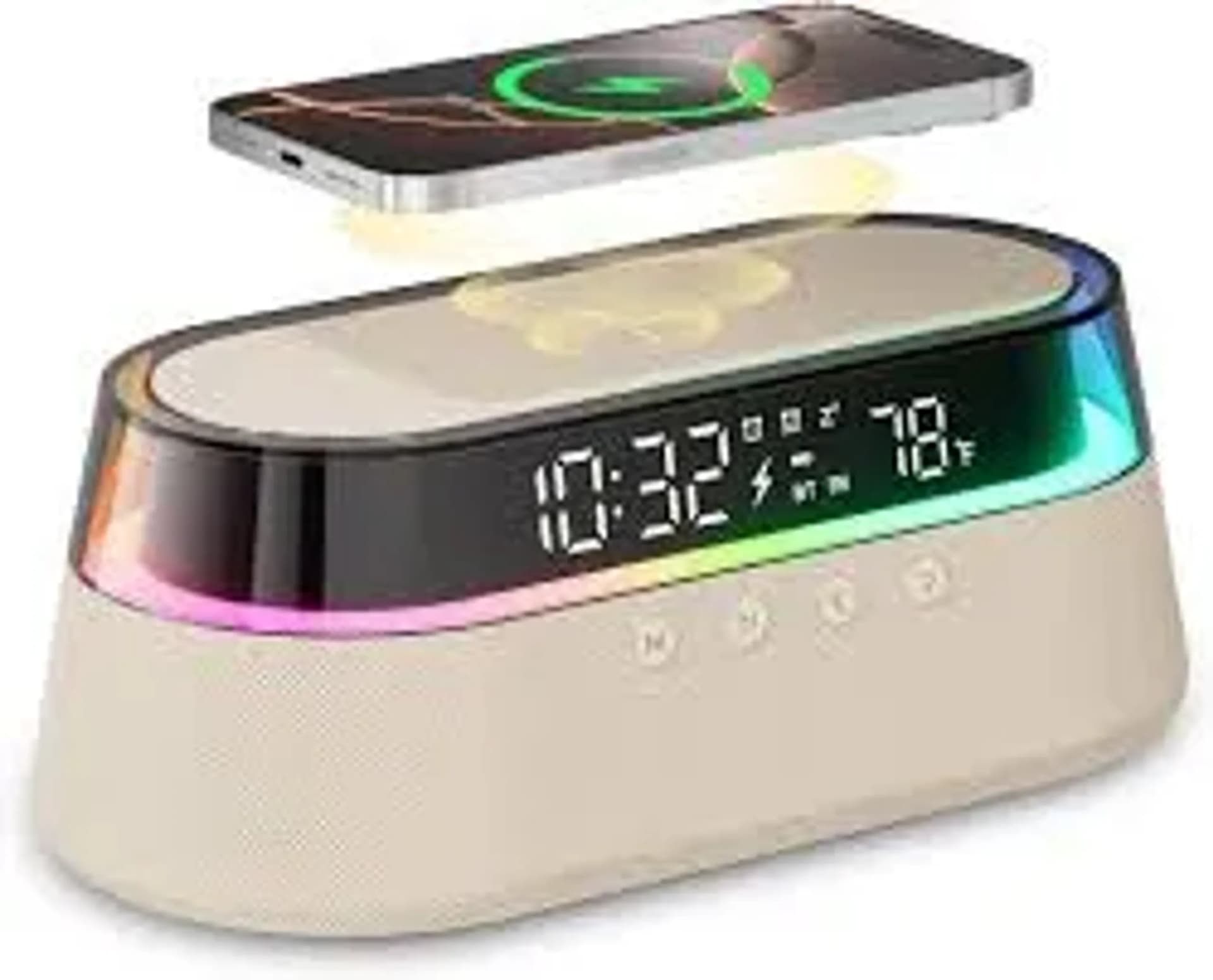 6-IN-1 WIRELESS CHARGER, WIRELESS SPEAKER, LED LAMP,15W, ALARM CLOCK