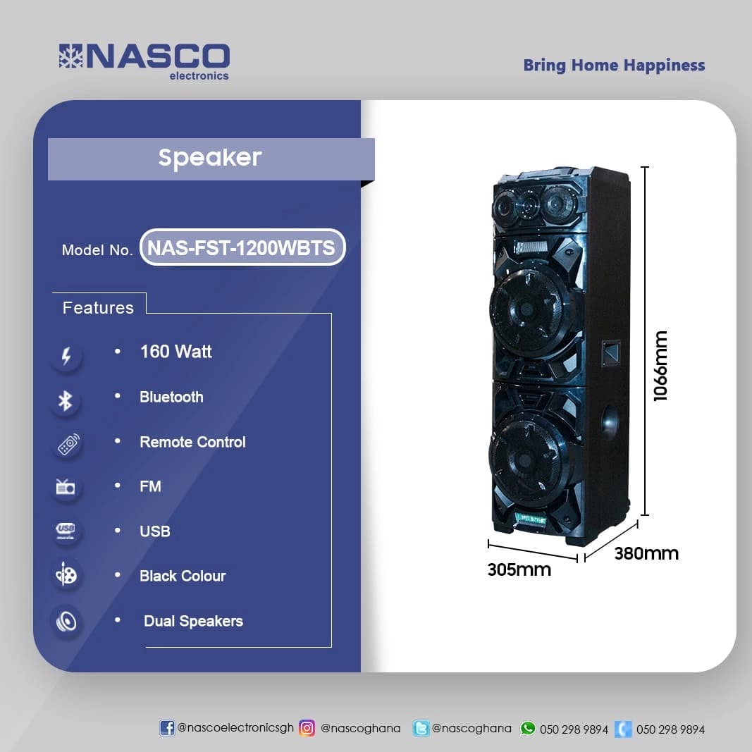NASCO NAS-FST-1200WBT2 120W BLUETOOTH SPEAKER, view 2