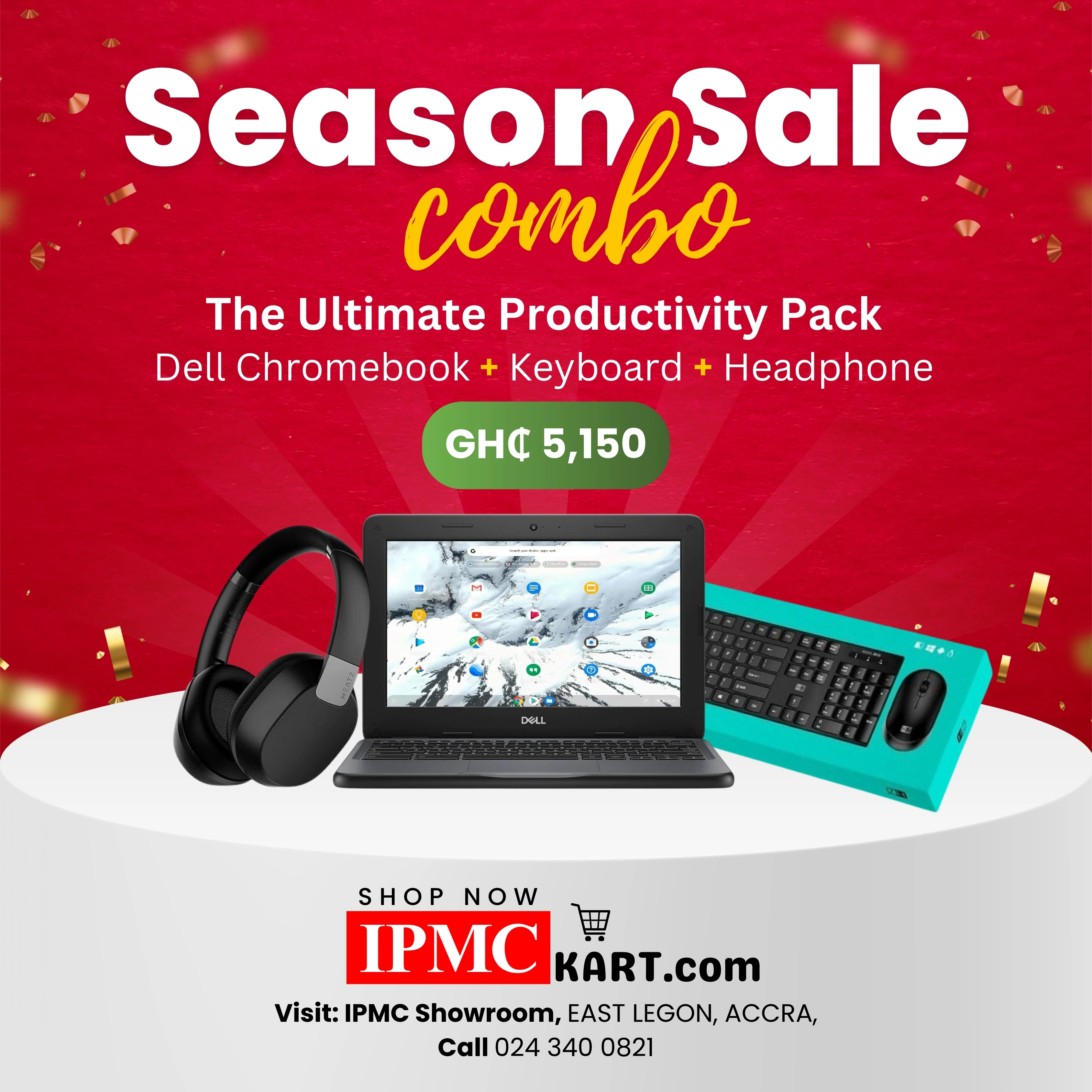 Dell Chromebook 3100 + Heatz Headphone HB82 + Heatz Wireless Combo ZK15