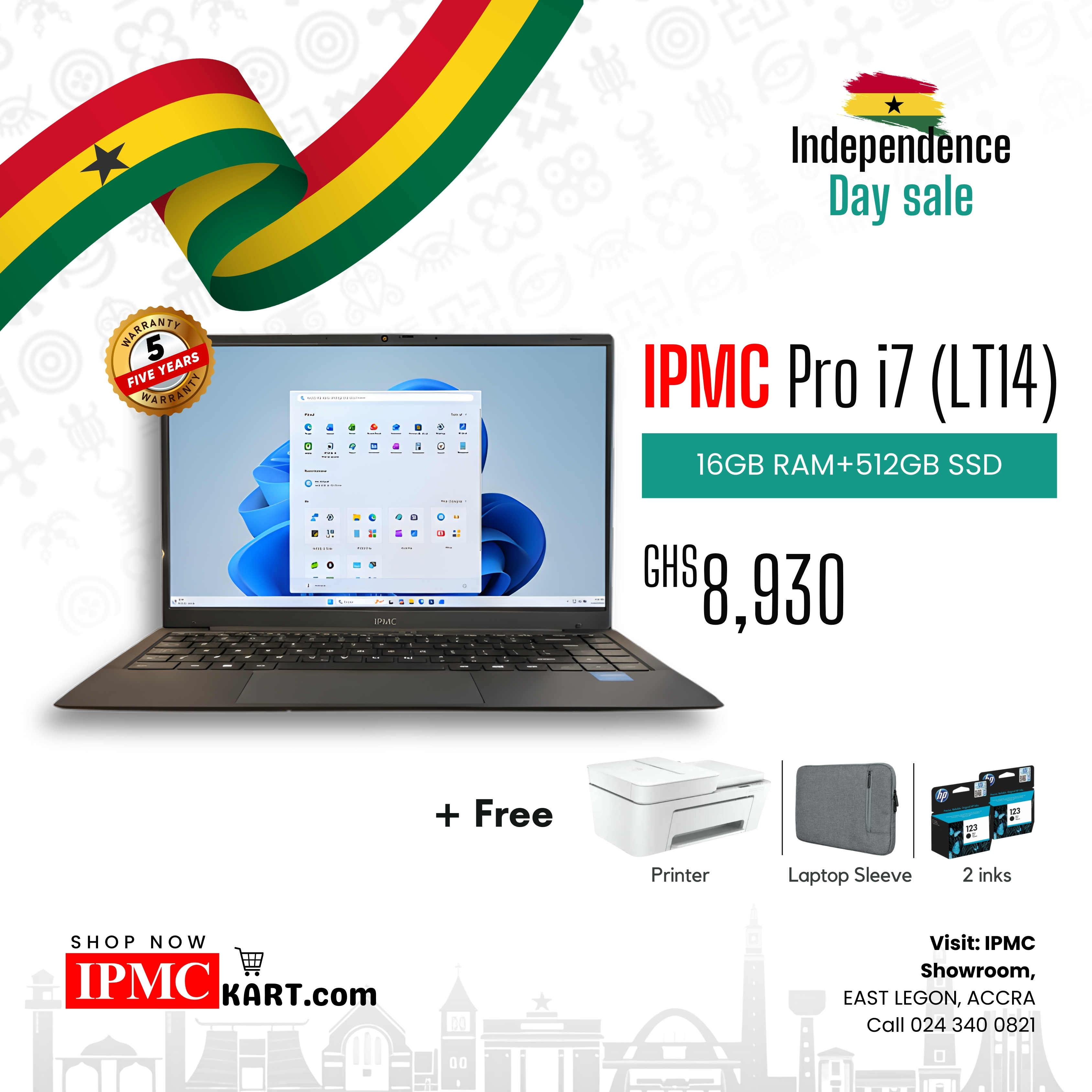 IPMC Pro i7 (LT14) Laptop Bundle – Printer, Sleeve & Dual Inks