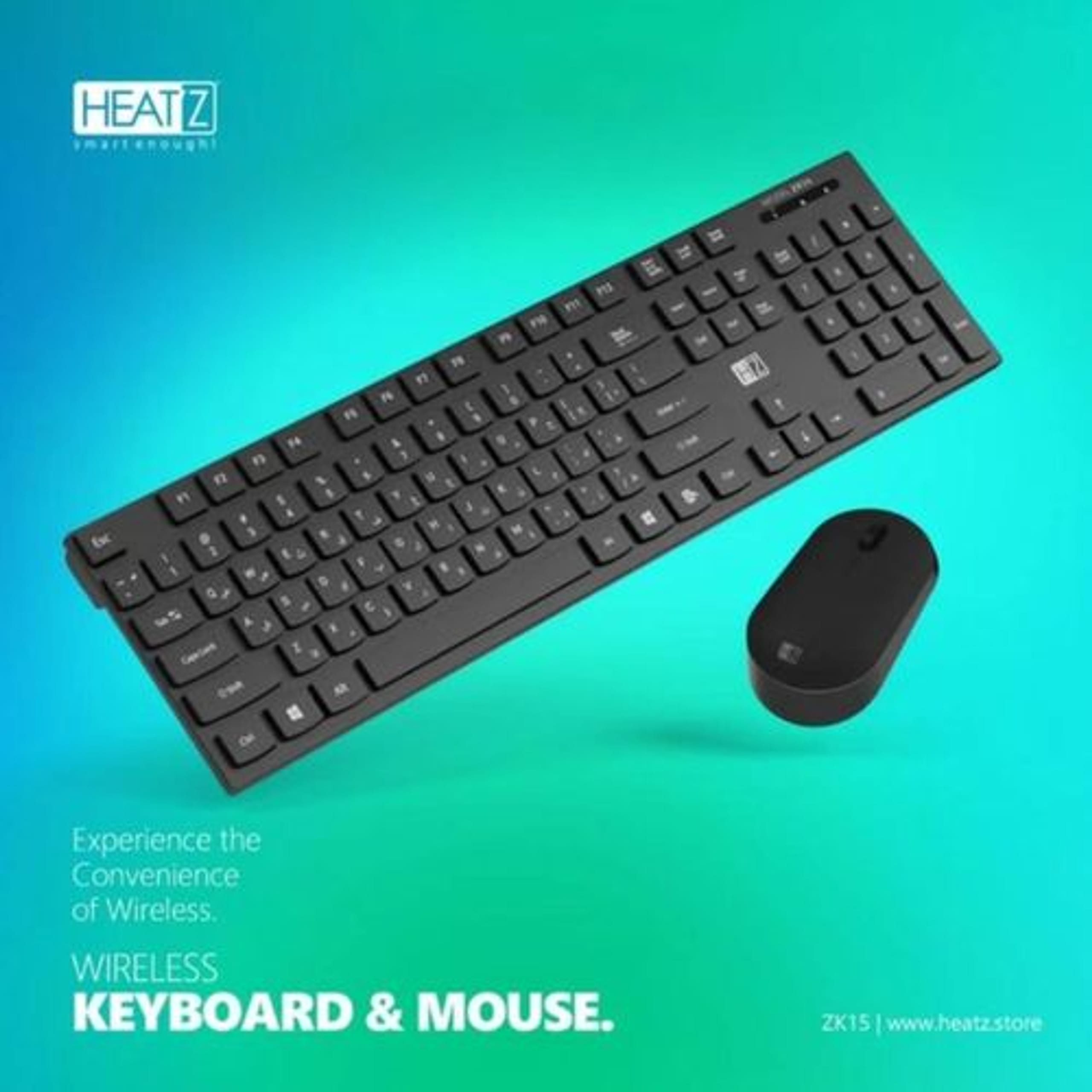 HEATZ ZK15 Wireless 10M Range Keyboard & Mouse Set - BLACK