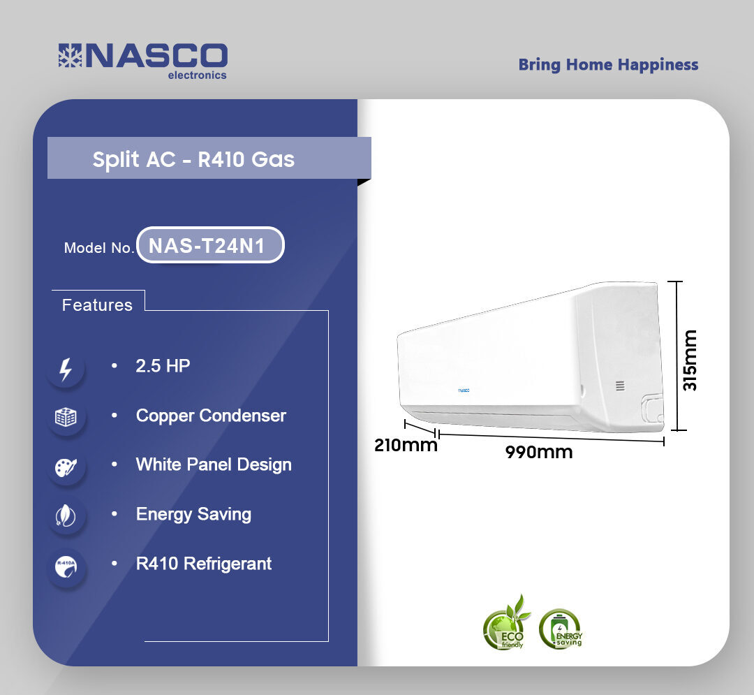 NASCO NAS-T24N1 24000 Btu/h SPLIT AC R410 - WHITE
