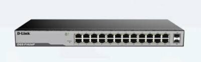 DGS-F1024P  -Dlink 24-port 10/100/1000Base-T Unmanaged PoE+ Switch with 24 PoE ports & 2 Gigabit SFP ports, 250W PoE Power budget,  (802.3af/802.3at support)  (UK/EU Plug)