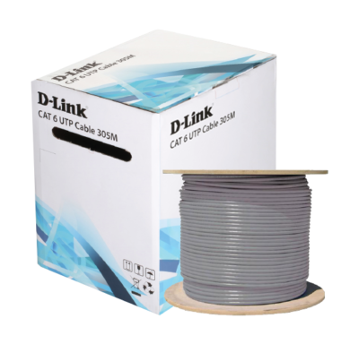The D-Link CAT6 Ethernet Solid Cable UTP 24 AWG is a high-quality networking cable designed for reliable and efficient data transmission. Here are its key specifications: Type: Unshielded Twisted Pair (UTP). Conductor: 24 AWG solid bare copper. Compliance: Meets TIA/EIA-568.C.2 and ISO/IEC 11801 standards. Bandwidth: Supports up to 250 MHz. Data Rate: Suitable for Gigabit Ethernet (1000Base-T). Insulation: High-Density Polyethylene (HD-PE). Sheath Material: Flame Retardant PVC (FR-PVC). Cable Diameter: Approximately 5.6 ± 0.3 mm. Packaging: Typically available in 305-meter boxes.