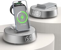 6-IN-1 ALARM CLOCK, WIRELESS CHARGER, MOBILE STAND, WIRELESS SPEAKER, MOOD LIGHT, 4MM CHARGE DISTANCE